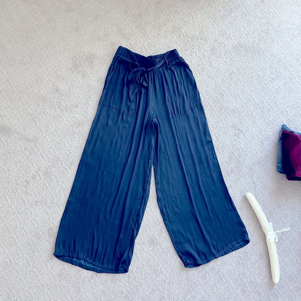 Wide leg silk navy blue pants. Very floaty and light. Brand-new. Size small